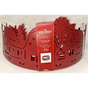 Red Shed 26 In Metal Barn Tree Collar Red Christmas Indoor NWT